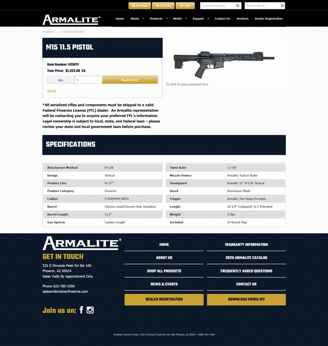 Brand New Armalite M15 11.5 Pistol 10 Million Dollars Million Dollar